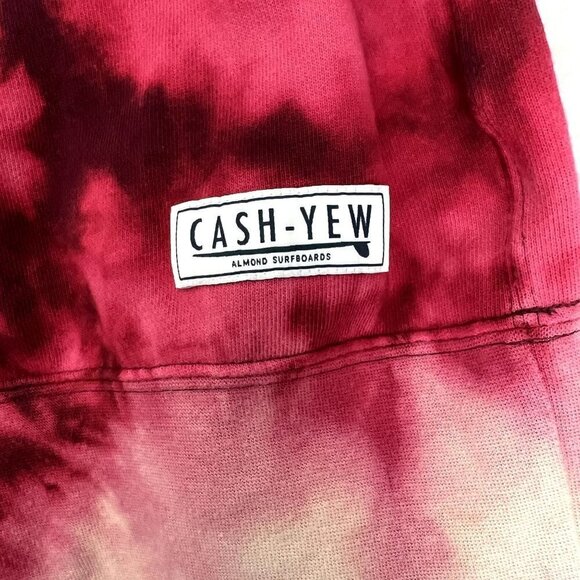Upcycled Custom Uniqlo Bleach Tie Dye Ombre Maroon Calif Surf Cash-Yew Crewneck - Picture 3 of 7